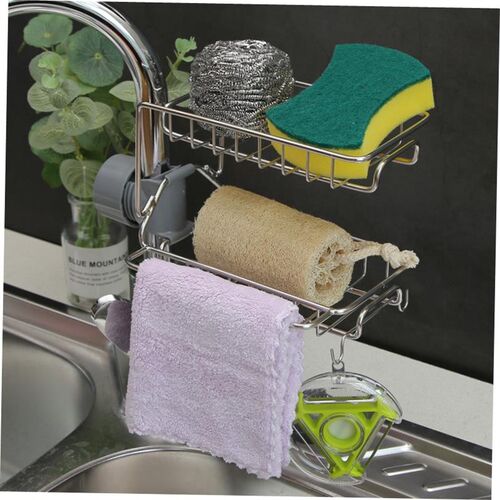 Kitchen Faucet Holder Soap Drainer Shelf Basket Organizer