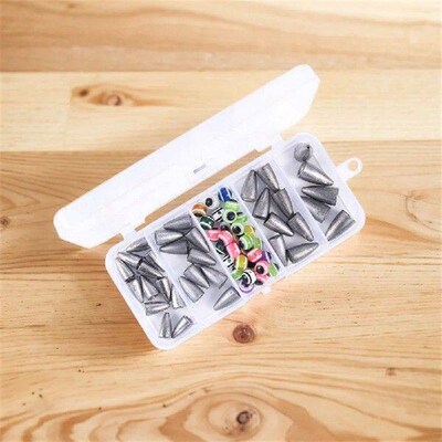 64Pcs/Box Fishing Texas Rig Tackle Fishing Sinker Weights