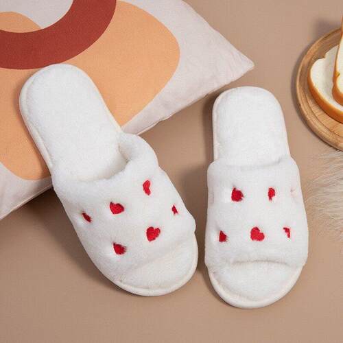 Ready-stock Shoes New Open-toe Furry Slippers For Women Casu
