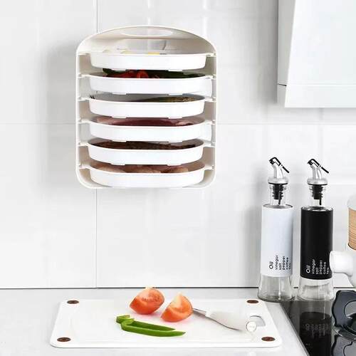 6 Layer Plastic Side Dish Rack Storage Tray Multi-Layer Drai