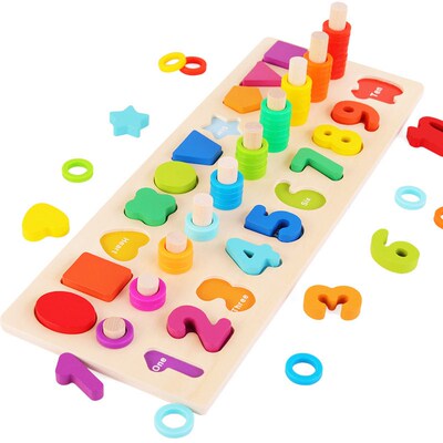 Wooden childrens three in one digital shape logarithmic bo