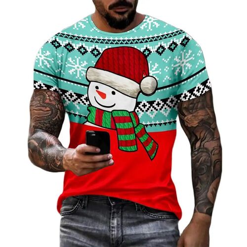 Christmas Santa Claus 3D Print T-shirts For Men Funny Snowma