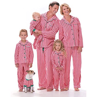 Christmas pajamas family set striped pyjamas Couples lovers