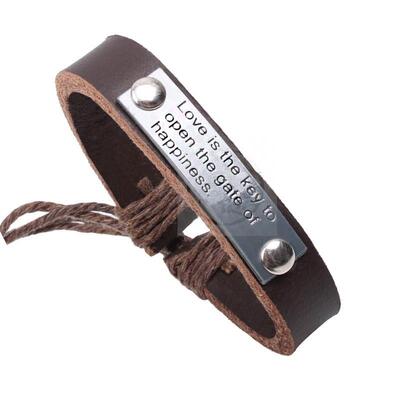 。Love is the key to happiness. Alloy letter Leather Brlet w