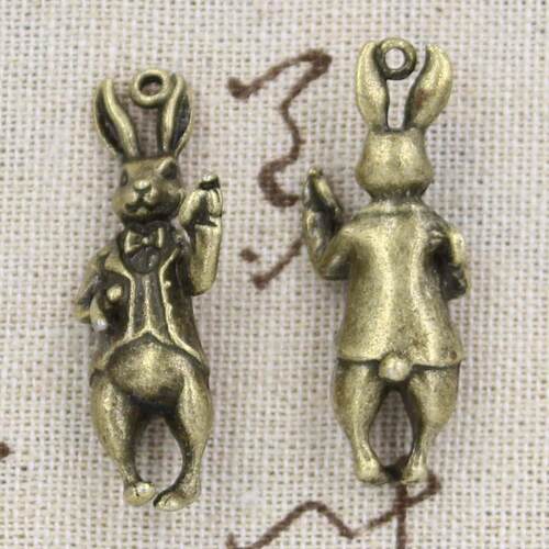 3pcs Charms 3D Stereo Rabbit 36x15mm Antique Pendant fit,Vin