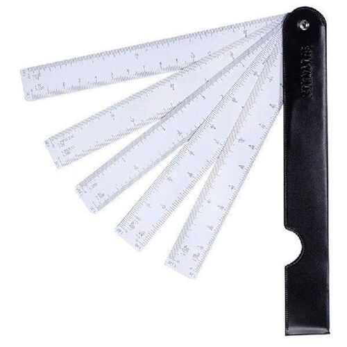 Multi-function fan-shaped scale folding fan drawing ruler
