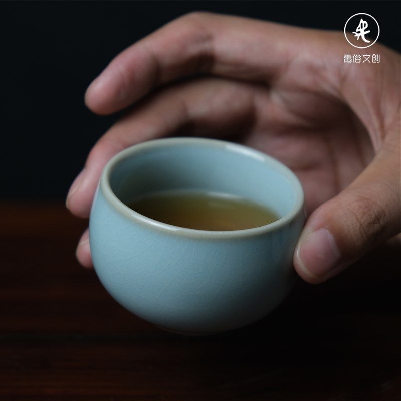 【真中臻选】微微瑕天青釉原产地原矿汝瓷汝窑禅定杯单杯茶杯茶具,节庆用品/礼品,文化创意杯子,淘宝优惠券,粉丝福利购,淘宝优惠卷