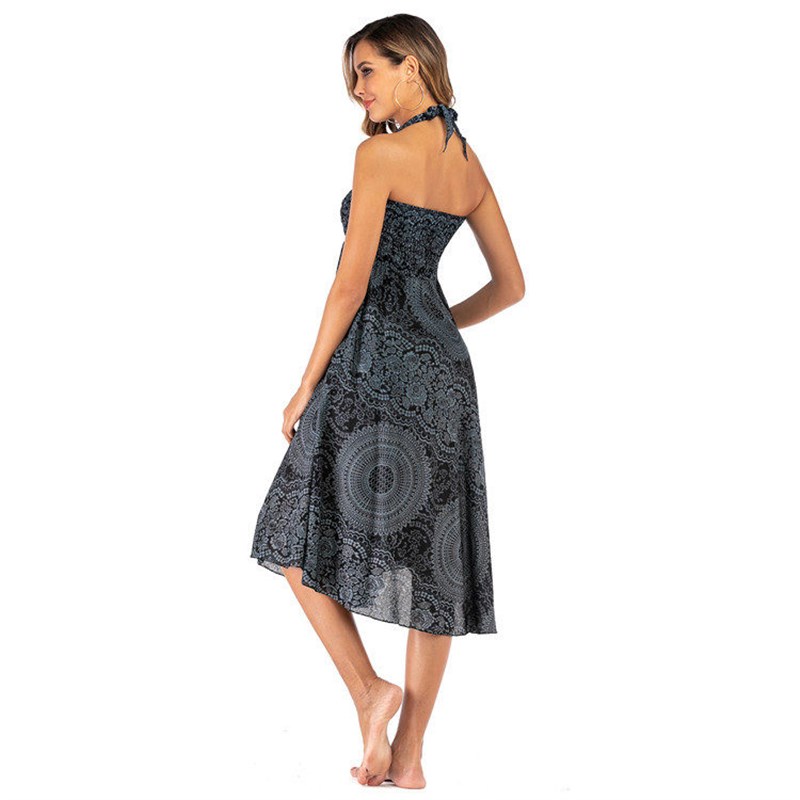 Fashion Summer Long Skirts Women Bottom Boho Vintage Print M图片
