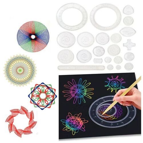 Funny Spirograph Drawing Toys Set Interlocking Gears & Wheel