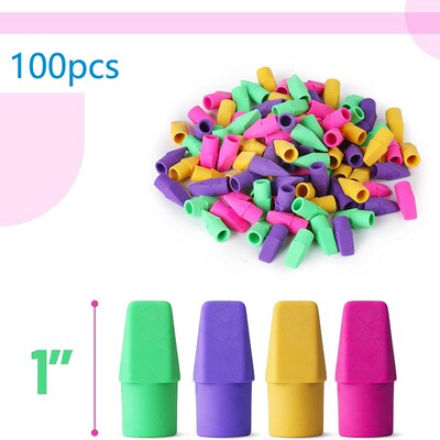 100pcs Eraser Caps for Pencils Cap Tops, Topper Erasers橡皮
