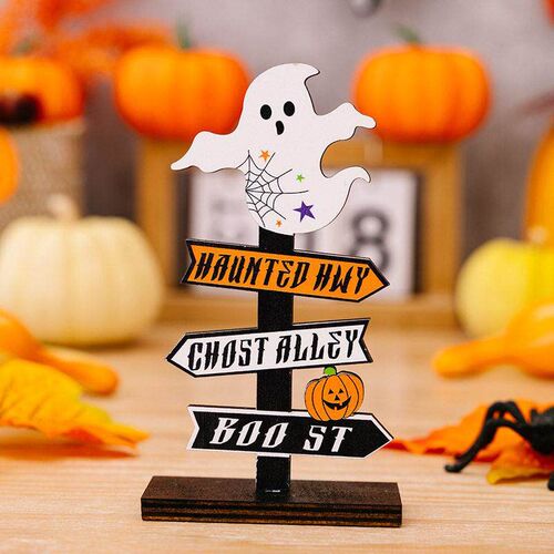 2pcs Halloween pumpkin letters wooden ornaments tree table