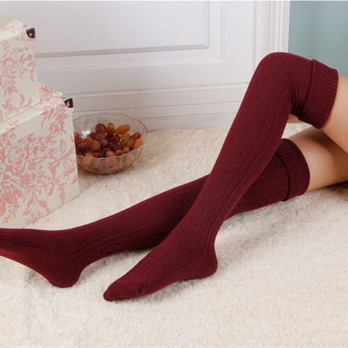 Knee Socks Women Cotton Thigh High Over The Knee Stockings
