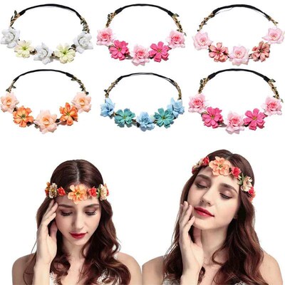 Fashion Women Floral Garlands Headband Bride Wedding Hair Ac