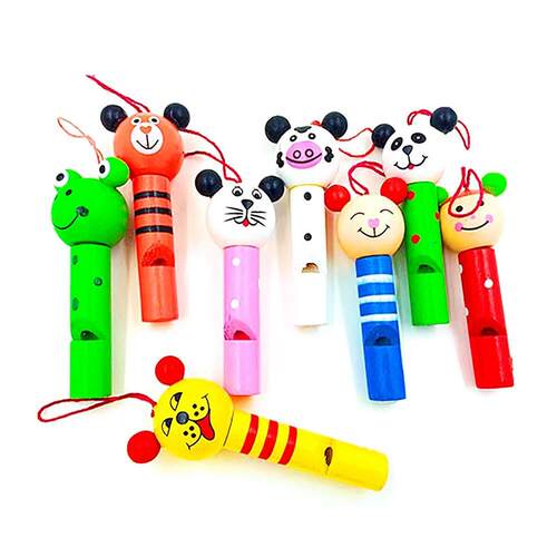 8/30Pcs Wooden Mini Cute Animal Whistle Toys Kids Birthday P