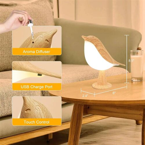 Small Desk Lamp, Bird Lamp Bedside Lamps with 3 Color Temper