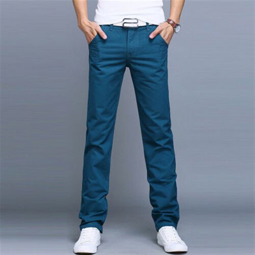 8008 Elastic Casual Pants for Young Men Slim Straight Long P