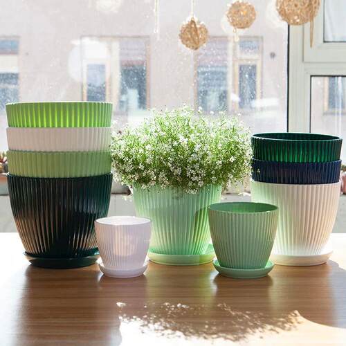 Flower Pot Round Planters Succulents Plant Pot with Tray Off