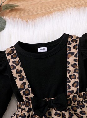 Longsleeved Leopard Print Dress for Girls in Spring and Autu
