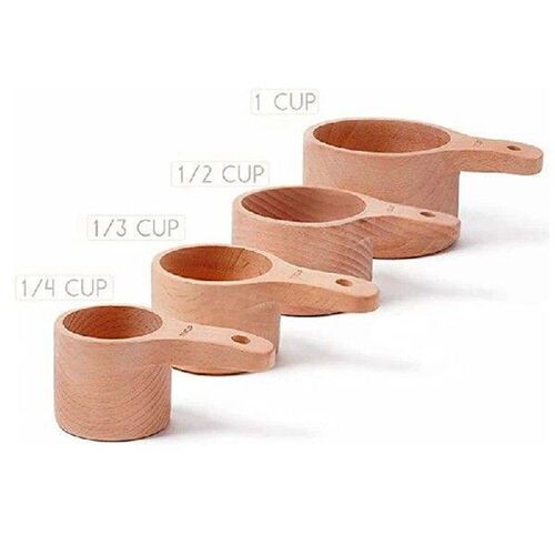 4PC/Set Wood Measuring Cups Handcrafted With Wood Polish