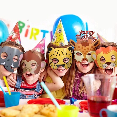 16pcs Jungle Animal Mask Birthday Party Decoration Kids Funn