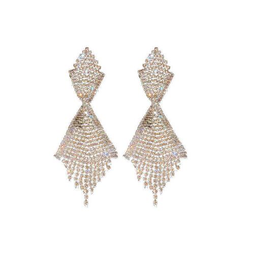 Women Euorpe Evening Party Crystal Tassel Earings Wholesale