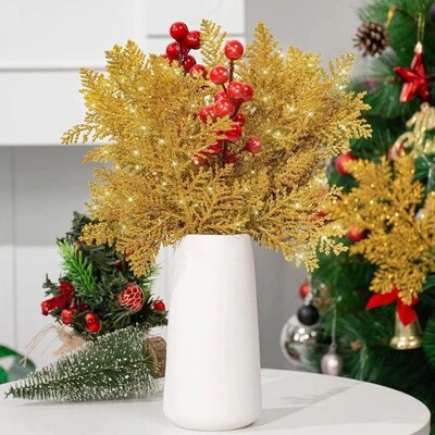 5Pcs Artificial Christmas Decor Pine Needle Home Room