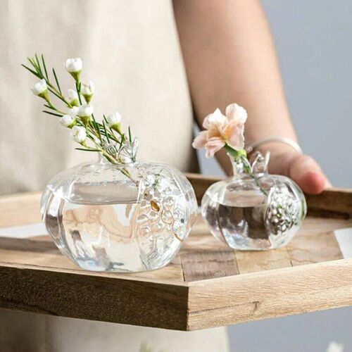 Nordic Glass Vase Transparent Pomegranate Flower For Fruit C