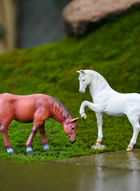 仿真骏马摆件桌面客厅玄关装饰品摆设花园盆景造景树脂小马微景观