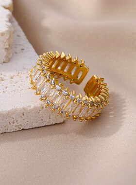 Fashion Gold Color Cubic Zircon Ring for Women Open