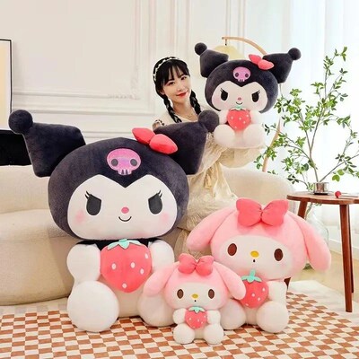 22/35cm Sanrio Strawberry Kuromi Pillow Plush Toy Girls Soft