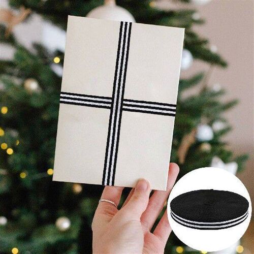 Black Striped Polyester Ribbon Decorative Wrapping for