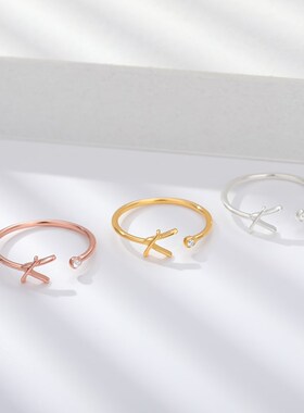 A-Z Initial Rings for Women Open Adjustable Stainless Steel
