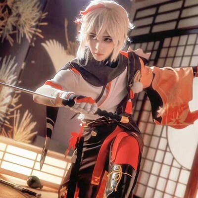 Kostum Cosplay Genshin Impact Kaedhara Kazuha Wig Kostum Kar
