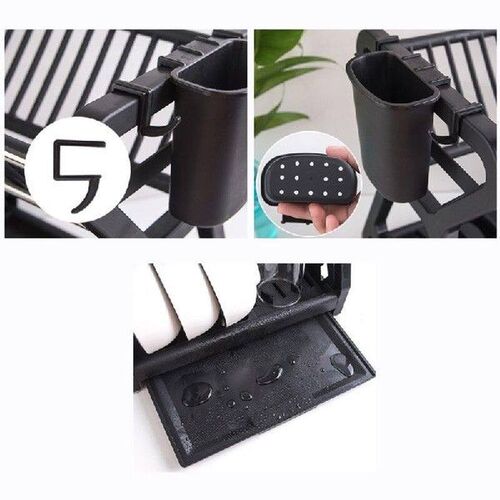 Kitchen Dish Bowl Drying Rack 2-layers Draining Storage