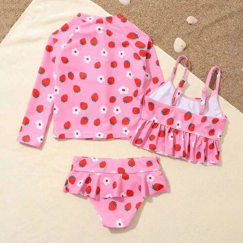 Kids Baby Swimwear Set Girls Printed Ruffles ops Briefs Tigh