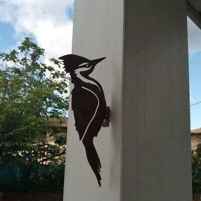 Elegant Garden Stake Design Pileated Bird Rusty Iron Crafts