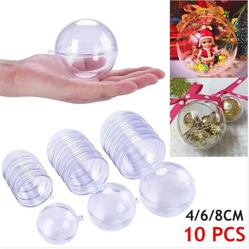 10Pc Christmas Transparent Ball Plastic Christmas rees Open
