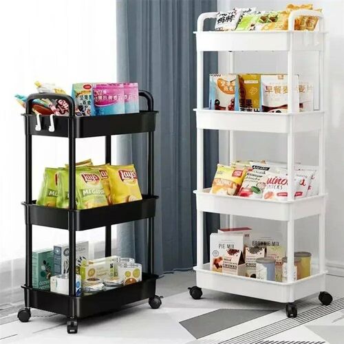 Bookshelf Storage Trolley Mobile Kithen Organizer Cart with