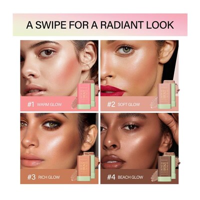 3-in-1 Cheek Lip Tinted Moistured Blush Stick Eyes Cheek and