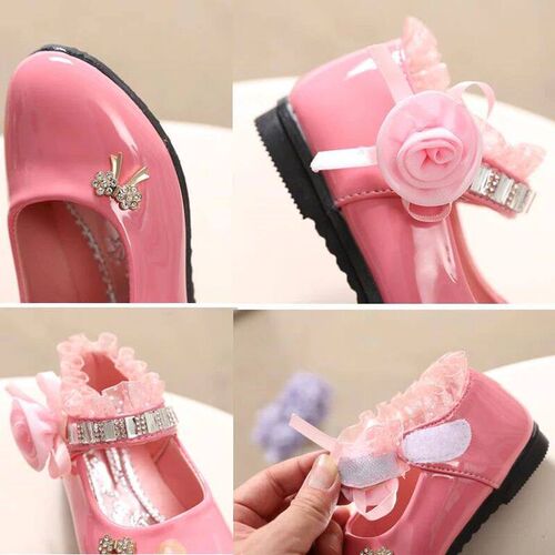 2024 New Flower Girls Shoes Spring Autumn Princess Lace PU L