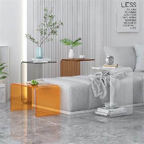 Nordic Luxury Acrylic Edge Table Sofa Minimalist Living