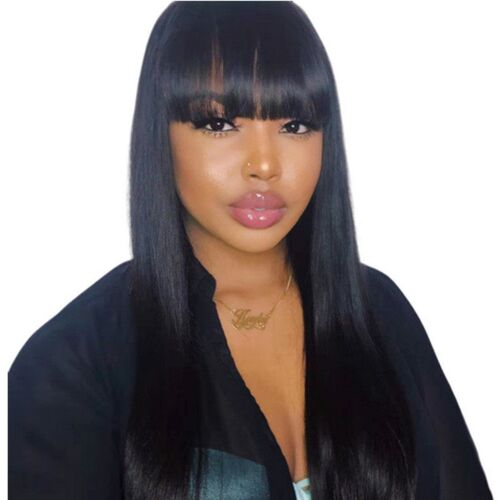 Wig Female Long Hair High Temperature Silk Full Head ver Bla