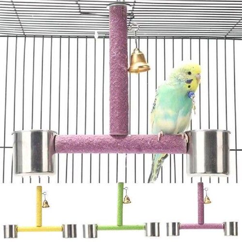 with Feeding Cups Bird Training Stand with Bell Reusable