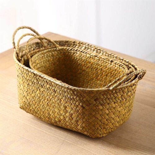 bamboo storage basket box desktop small rattan woven basket