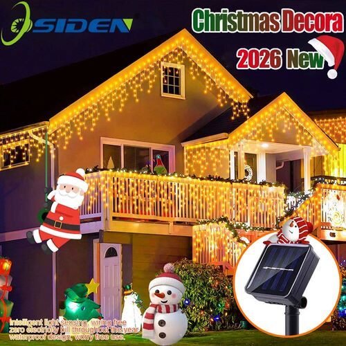 3.5M/7.5M 160Leds Solar Icicle String Lights Indoor Outdoor