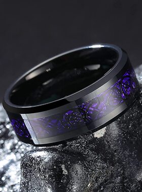 Fashion 8mm Men Stainless Steel Celtic Dragon Ring Inlay