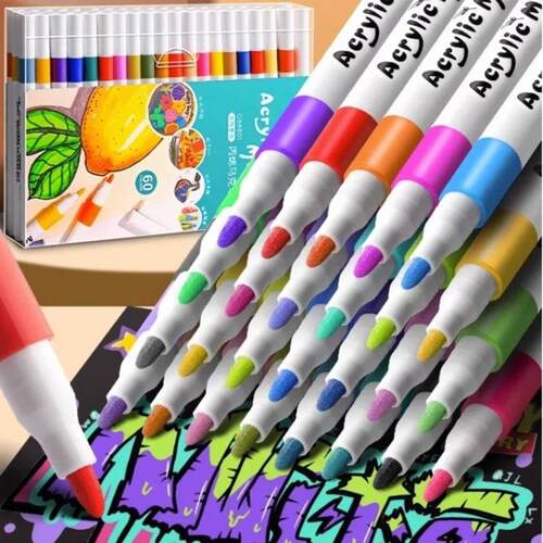 12-80 Colores Set Acrylic Paint Art Marker Pen Rock Painting