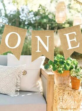 Baby Shower Supplies Burlap ONE Garland First Birthday Party
