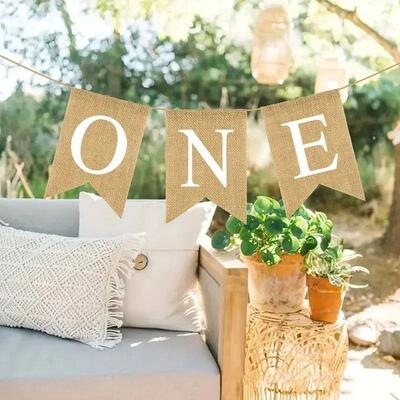 Baby Shower Supplies Burlap ONE Garland First Birthday Party