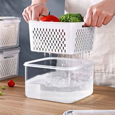 3Pack Fridge Food Storage Container Set with Lids with Strai